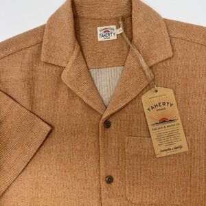 FAHERTY BRAND Men's Oasis Shirt Rust Orange Short Sleeve Button Down Small NEW